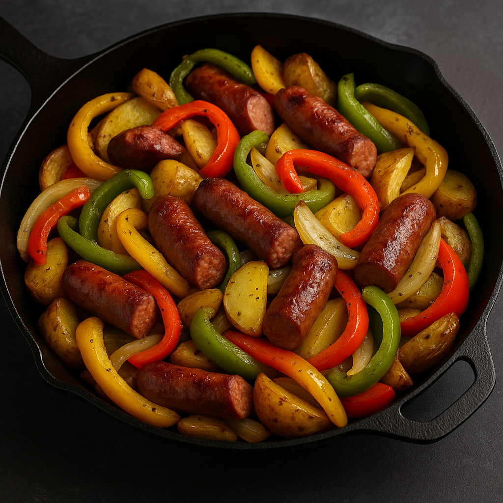 Sausage, Peppers, Onions, Potatoes