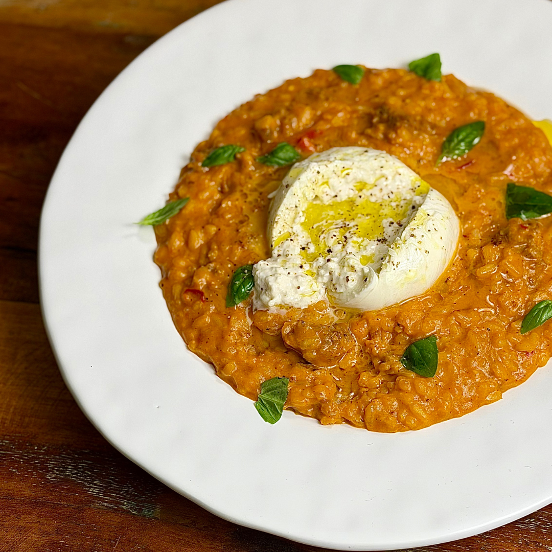 Risotto alla Vodka with Hot Italian Sausage & Burrata