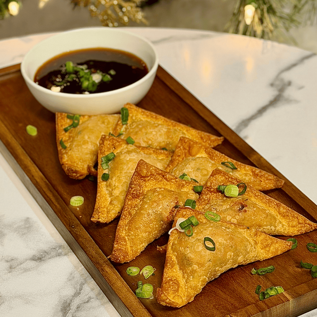 Chinese Sausage Rangoon with Sweet and Sour Dipping Sauce