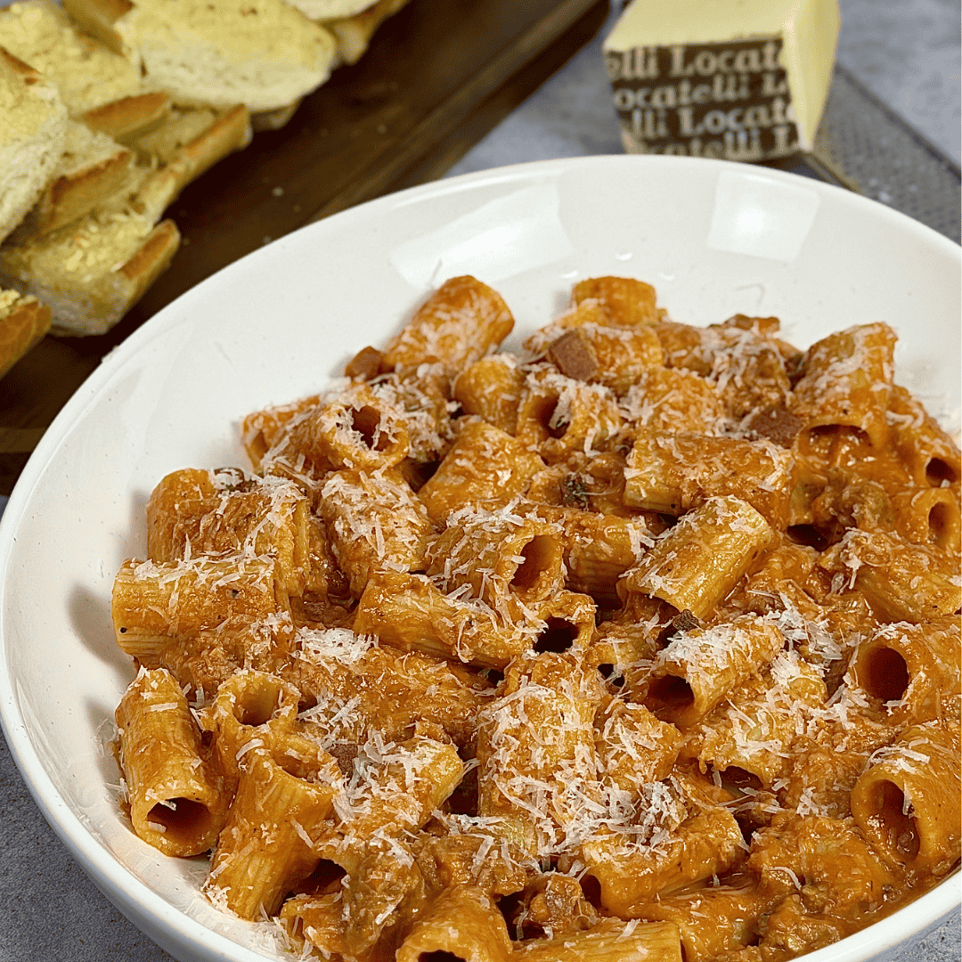 Pasta alla Zozzona with Hot Italian Sausage