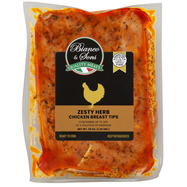 Zesty Herb Chicken Breast Tips - 1.25 LBS – Bianco & Sons